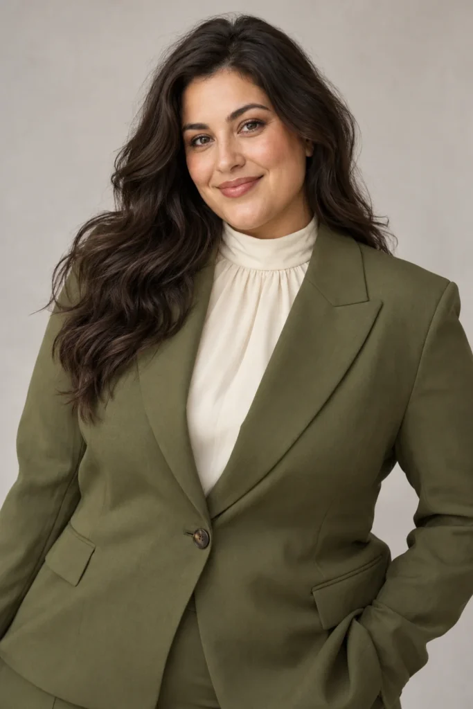 AI-generated adult virtual model alma in a fashion agency studio portrait