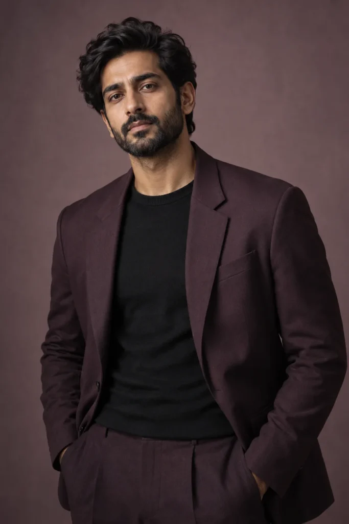 AI-generated adult virtual model arjun in a fashion agency studio portrait
