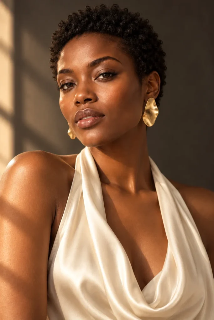 AI-generated adult virtual model imani in a beauty editorial photograph