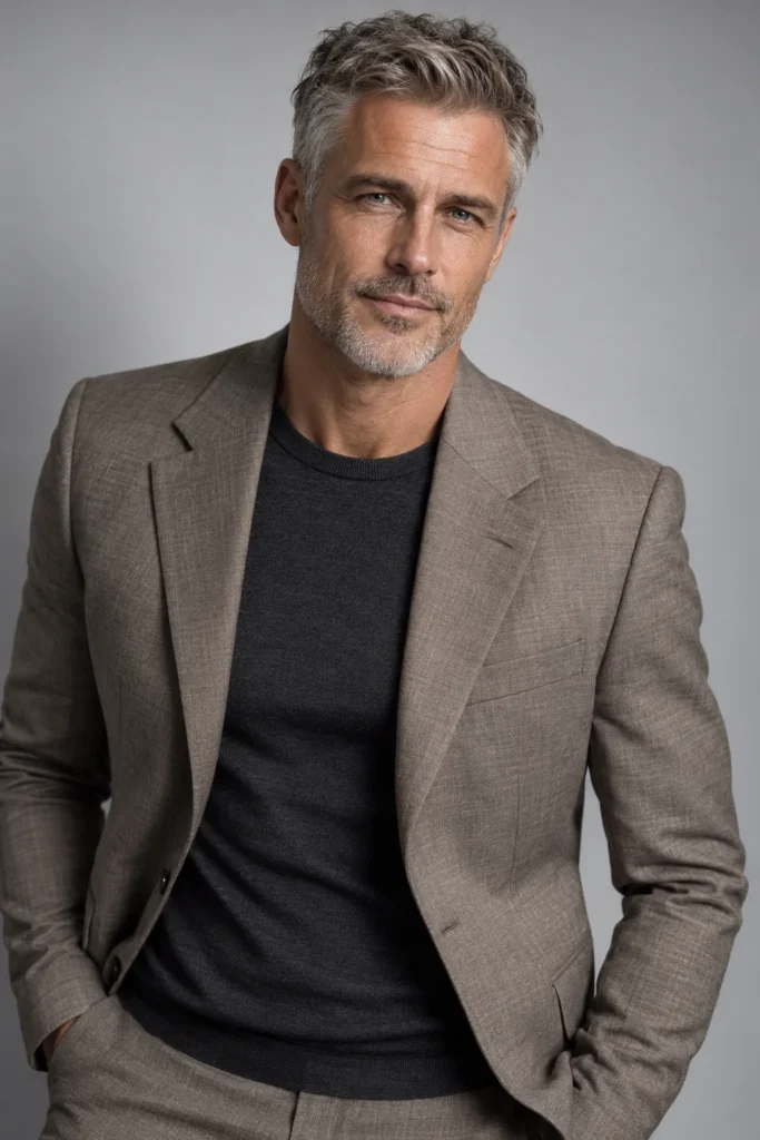 AI-generated adult virtual model soren in a fashion agency studio portrait