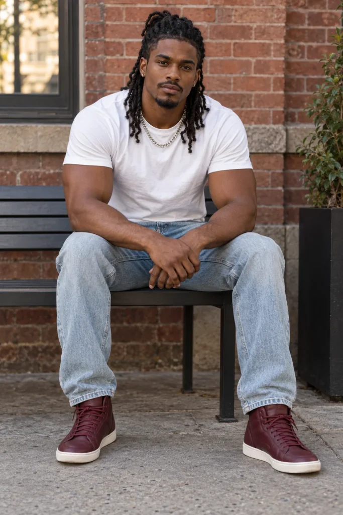 Andre / Long twists / White tee / Denim / original fictional adult model